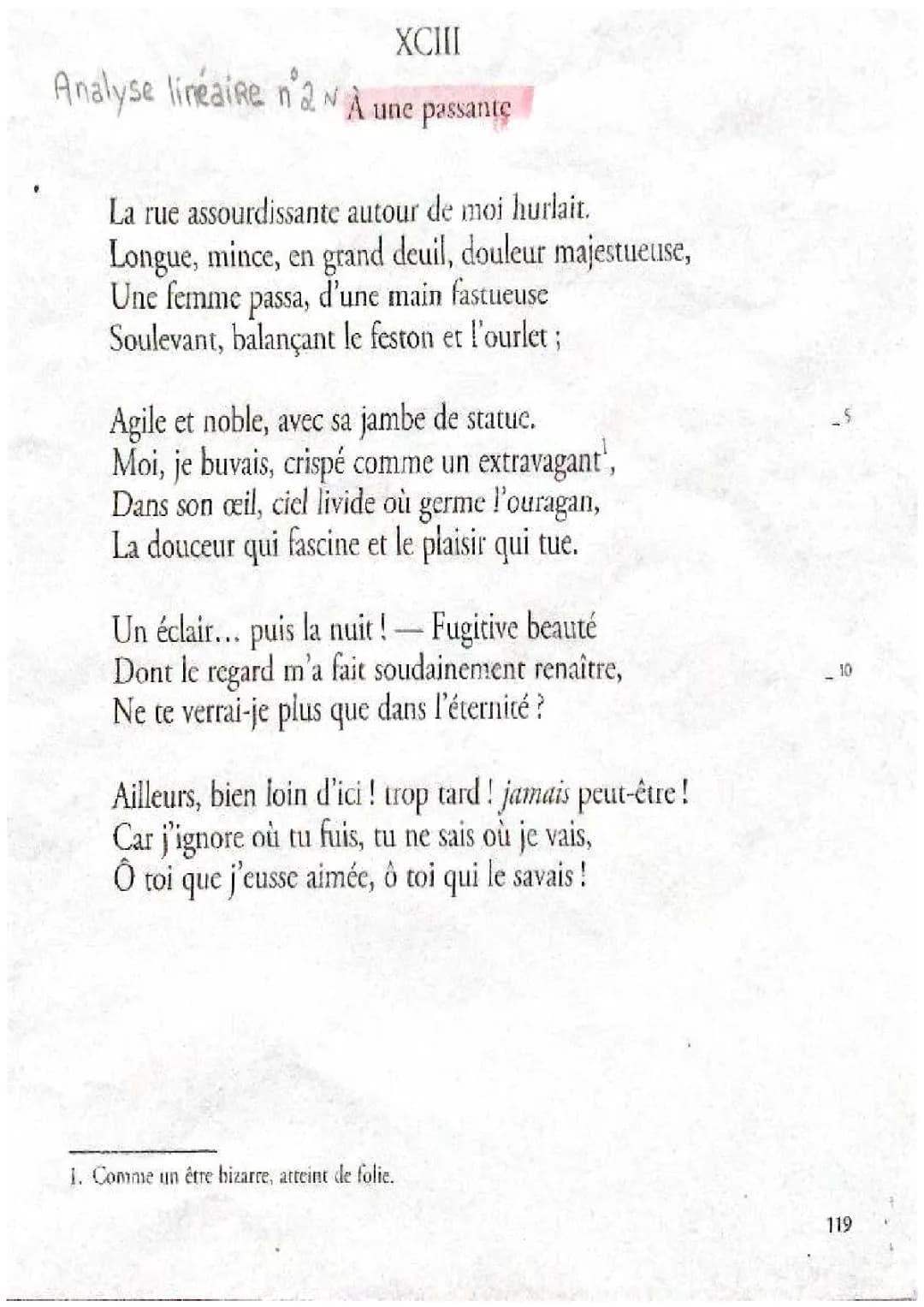 A une passante de Baudelaire - Analyse PDF pour Collège