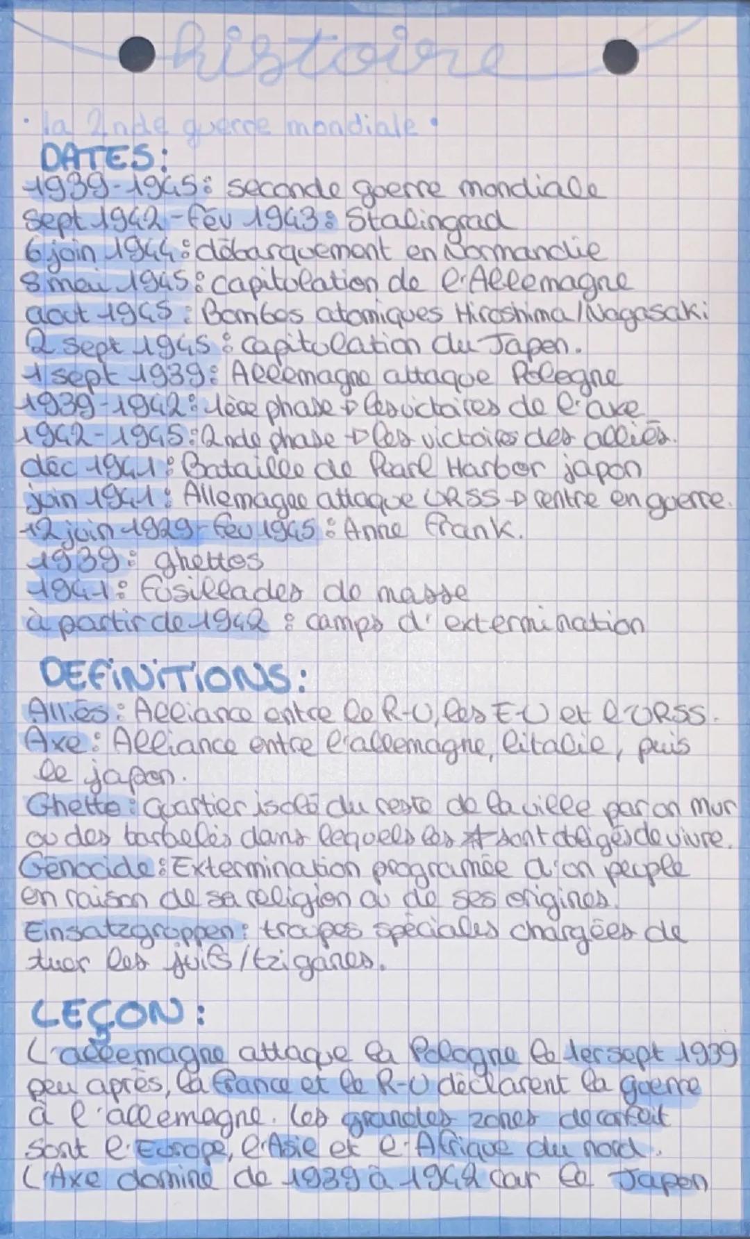 # histoire

*   la Inde guerre mondiale.

## DATES:

1939-1945: seconde goerre mondiale

Sept 1942-fev 1943: Stalingrad

6 join 1944: débarq