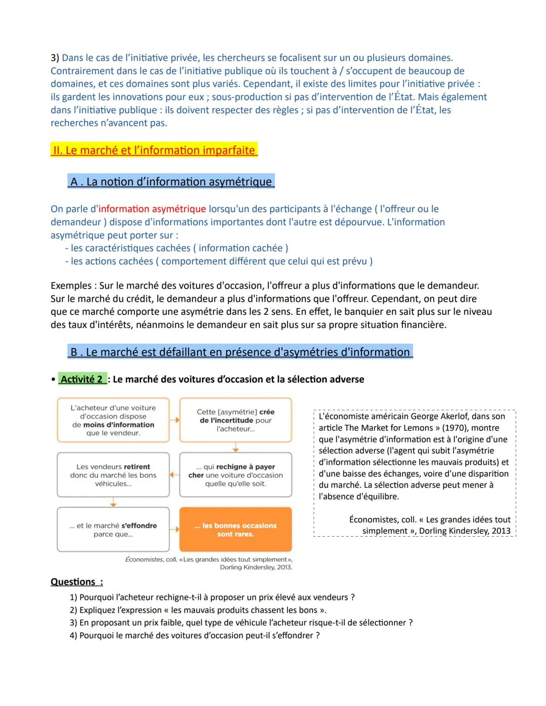 Chapitre 4 - Quelles sont les principales défaillances de marché ?
défaillance de marché (définition ) : on dit que le marché est défaillant