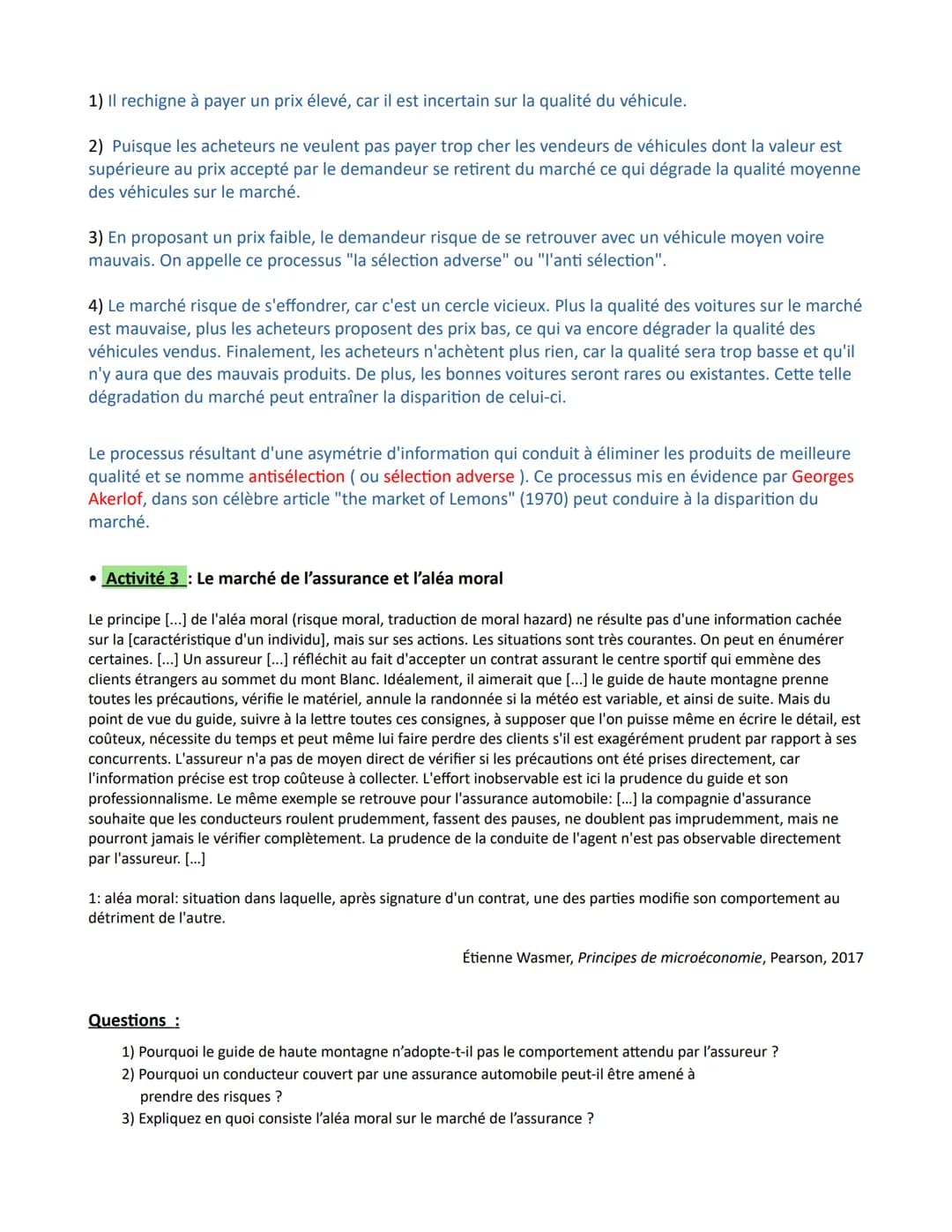Chapitre 4 - Quelles sont les principales défaillances de marché ?
défaillance de marché (définition ) : on dit que le marché est défaillant