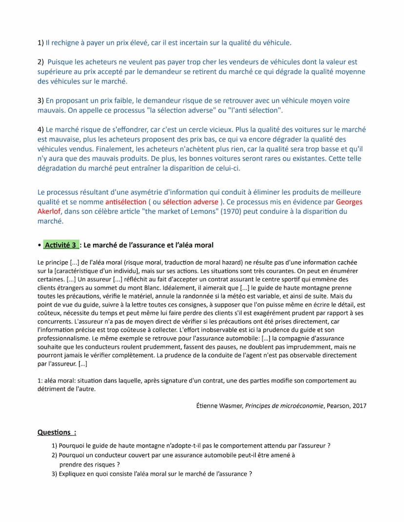 Chapitre 4 - Quelles sont les principales défaillances de marché ?
défaillance de marché (définition ) : on dit que le marché est défaillant
