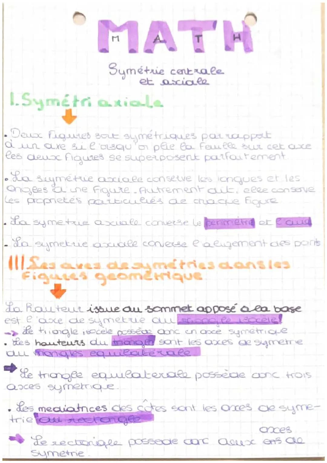 Symétrie centrale et axiale - Exercices corrigés 5ème PDF