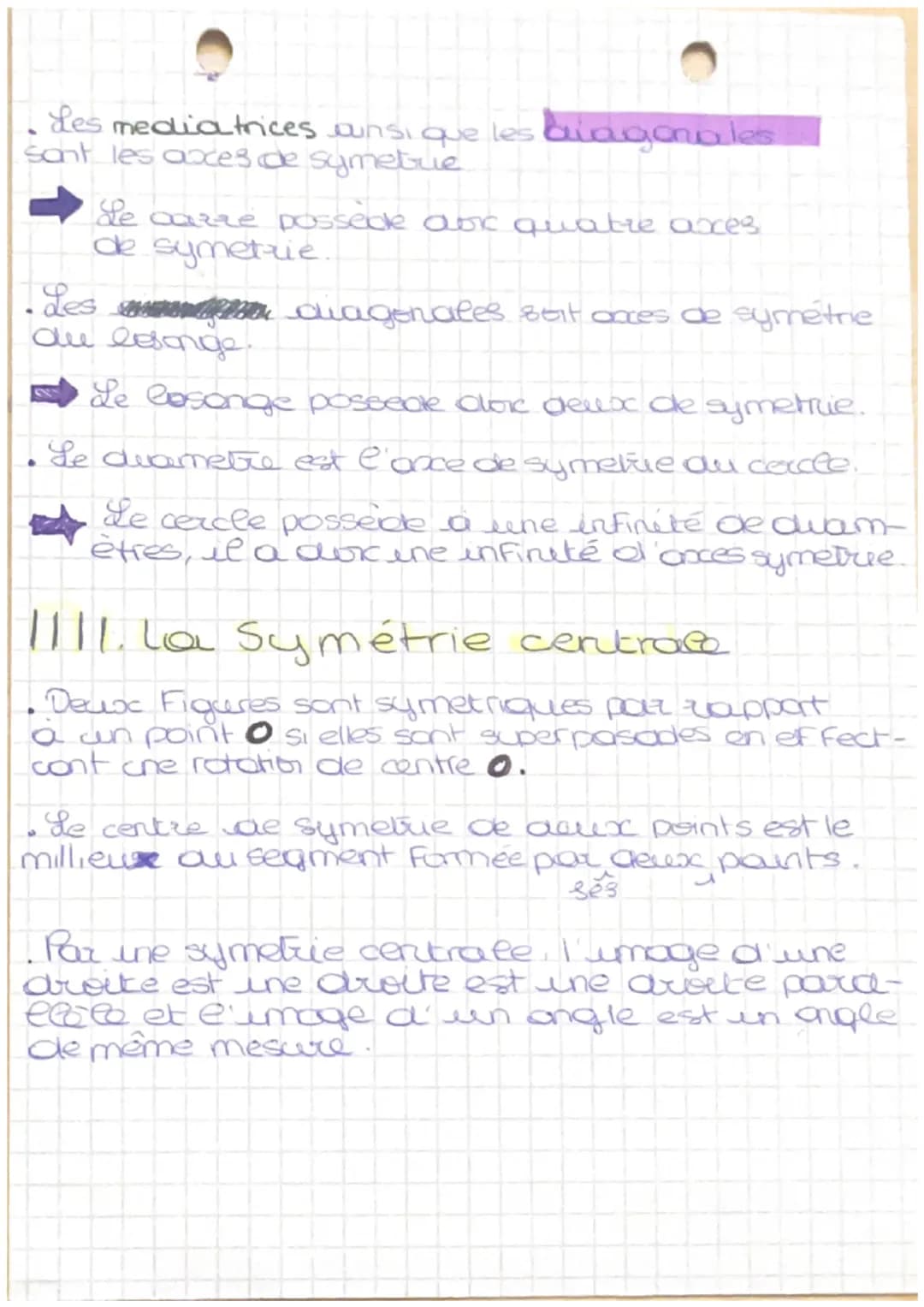 MATH
Symétrie centrale
et axiale
1.Symétri
• Deux Figures set symétriques par rapport
a un axe si l'asqu o plie la feuille sur cet axe
les d