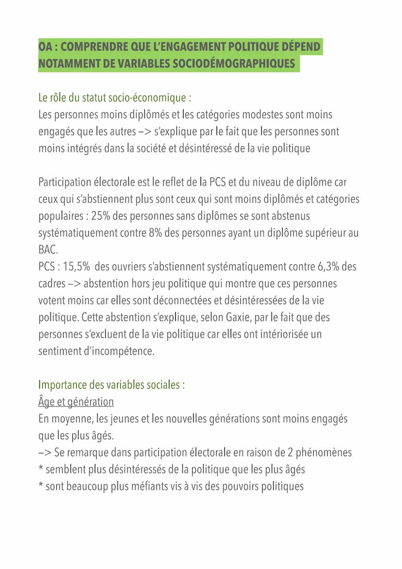 COMMENT EXPLIQUER L'ENGAGEMENT POLITIQUE DANS LES
SOCIÉTÉS DÉMOCRATIQUES ?
OA: COMPRENDRE QUE L'ENGAGEMENT POLITIQUE PREND DES
FORMES VARIÉE