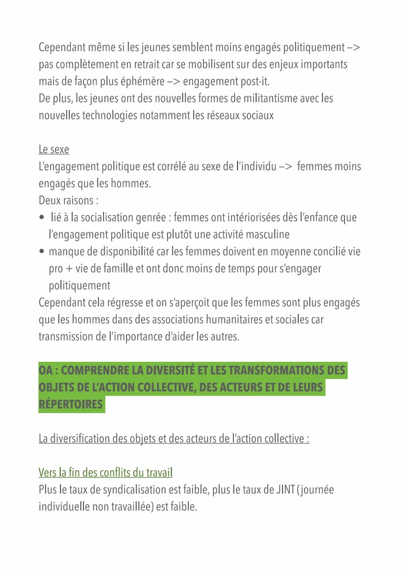 COMMENT EXPLIQUER L'ENGAGEMENT POLITIQUE DANS LES
SOCIÉTÉS DÉMOCRATIQUES ?
OA: COMPRENDRE QUE L'ENGAGEMENT POLITIQUE PREND DES
FORMES VARIÉE