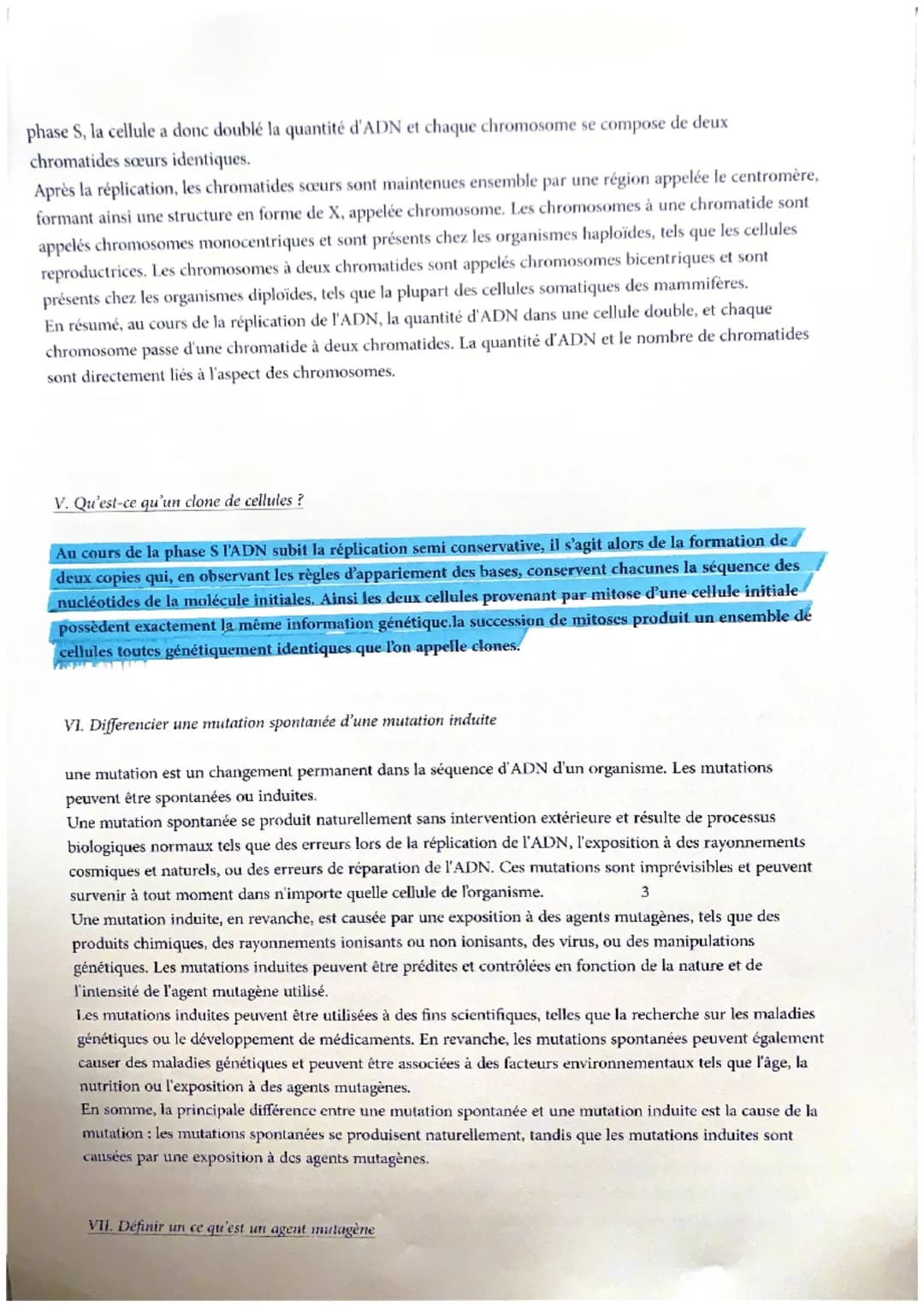 SVT CHAPITRE I ET II
I.Expliquer ce qu'est le modèle de la réplication semi conservative de l'ADN
La réplication semi-conservative est le pr