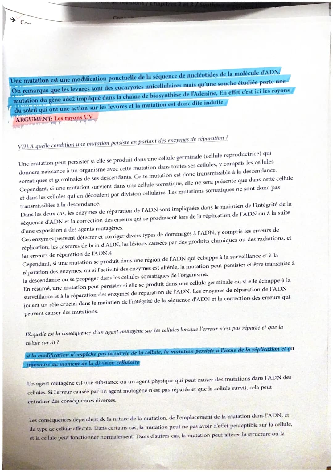 SVT CHAPITRE I ET II
I.Expliquer ce qu'est le modèle de la réplication semi conservative de l'ADN
La réplication semi-conservative est le pr