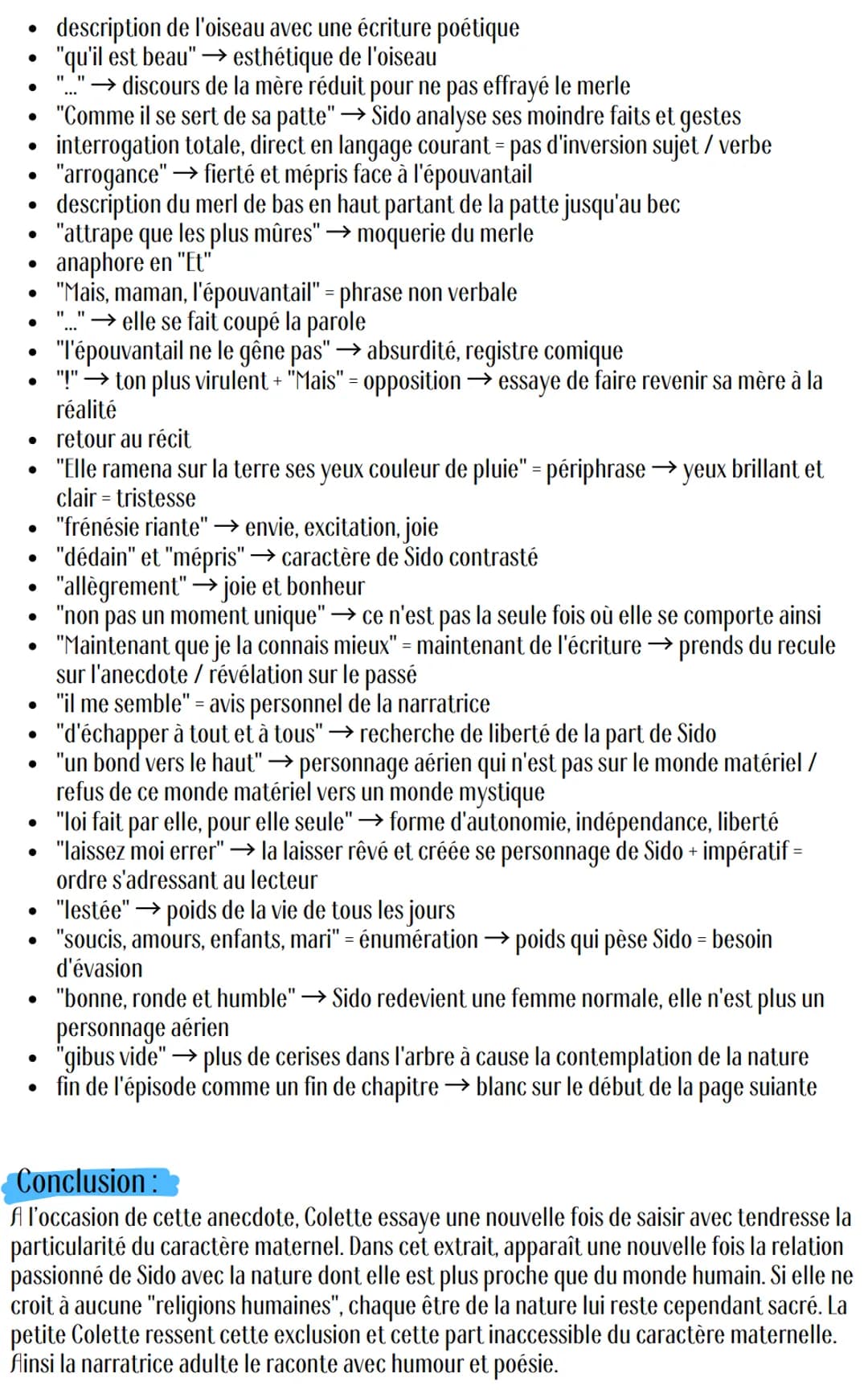 Introduction:
Présentation du texte :
Dans Sido paru en 1930, Colette cherche à retracer le portrait de sa mère Sidonie et
l'héritage spirit