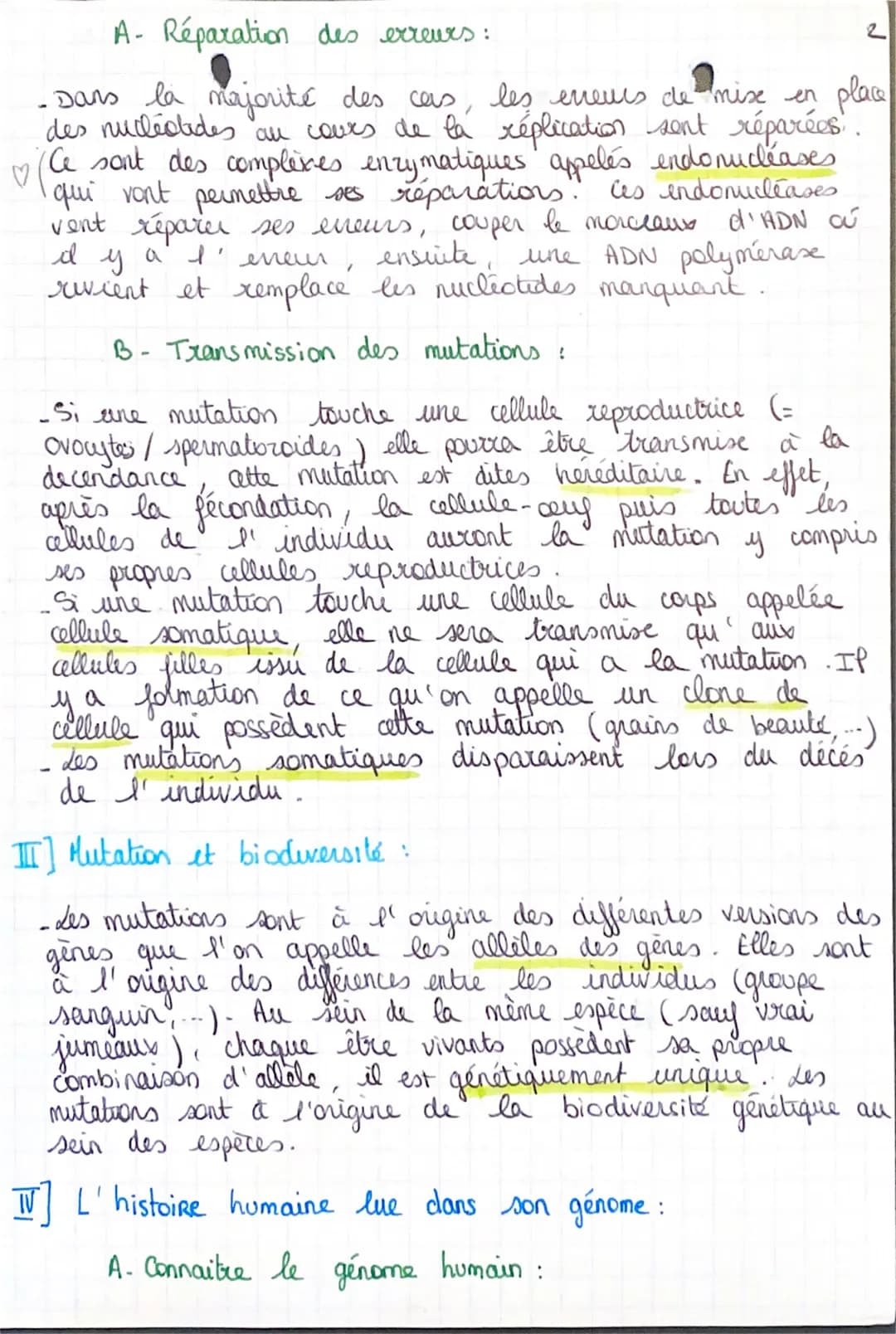 sort thime s
Chapitre 3: Mutation, variabilité génétique
et histoire des génomes humains :
Définition:
♡_mulation = modification de la séque