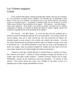 Know Analyse linéaire "Les violettes magique", COLETTE thumbnail