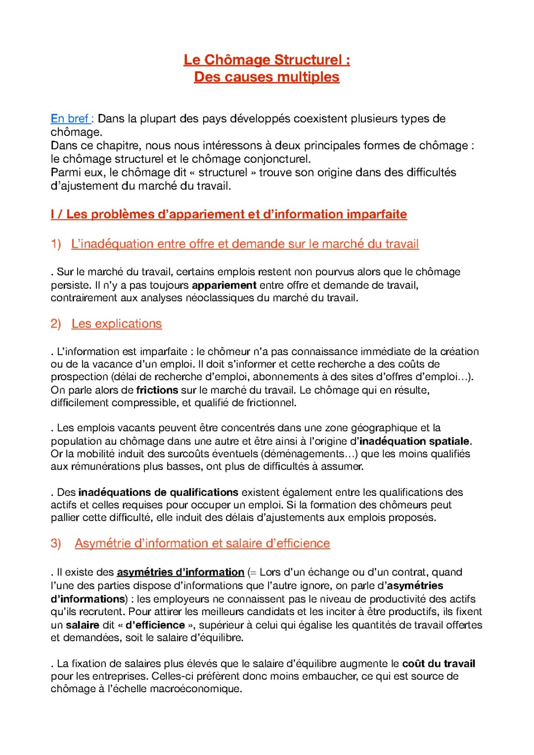 Ch. 3 : 2 - Le Chômage Structurel