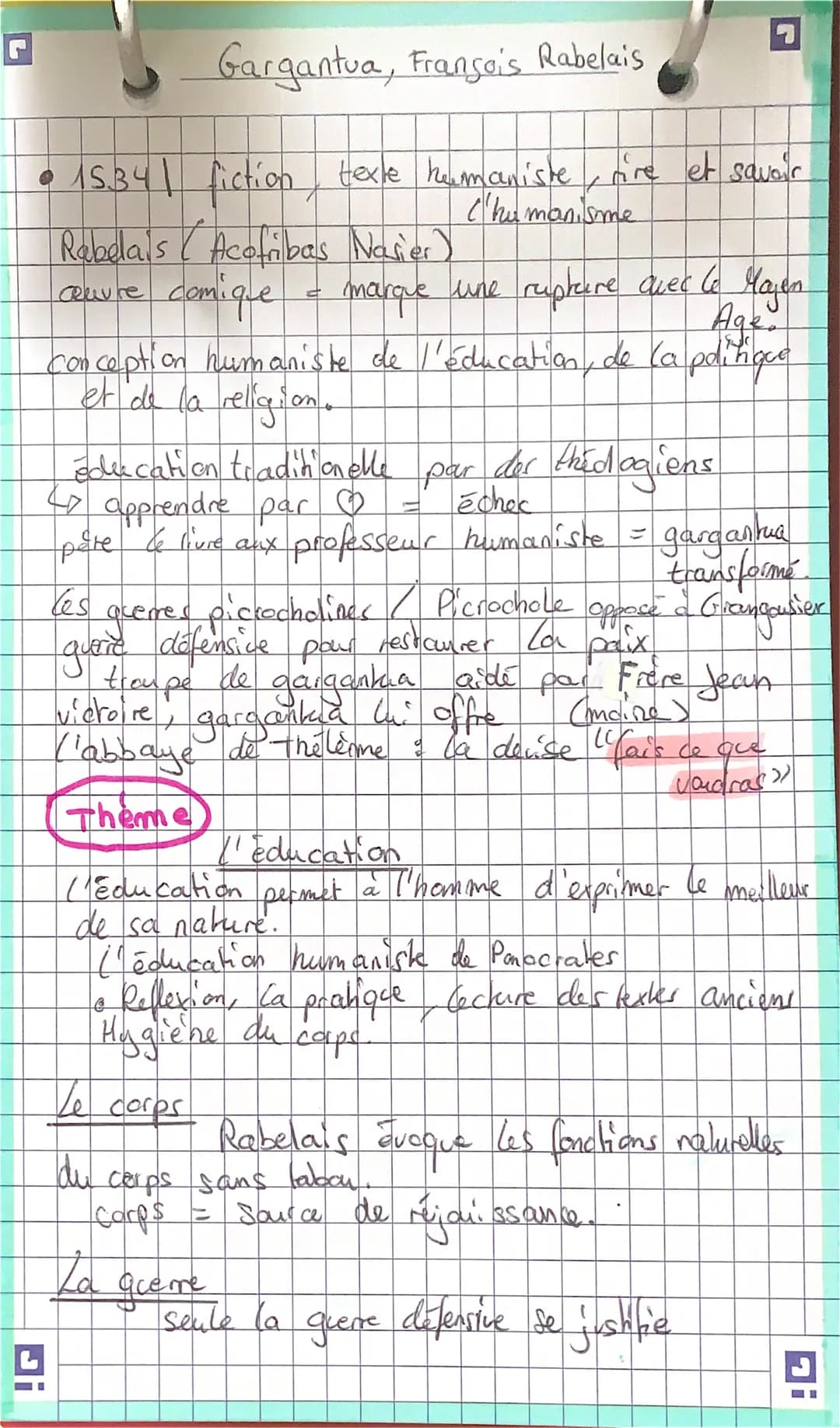 • 15341 fiction texte humaniste, a're et savoir
C'humanisme
!G
4
Gargantua, François Rabelais
Rabelais (Acofribas Nasier)
cuvre
comique
marq