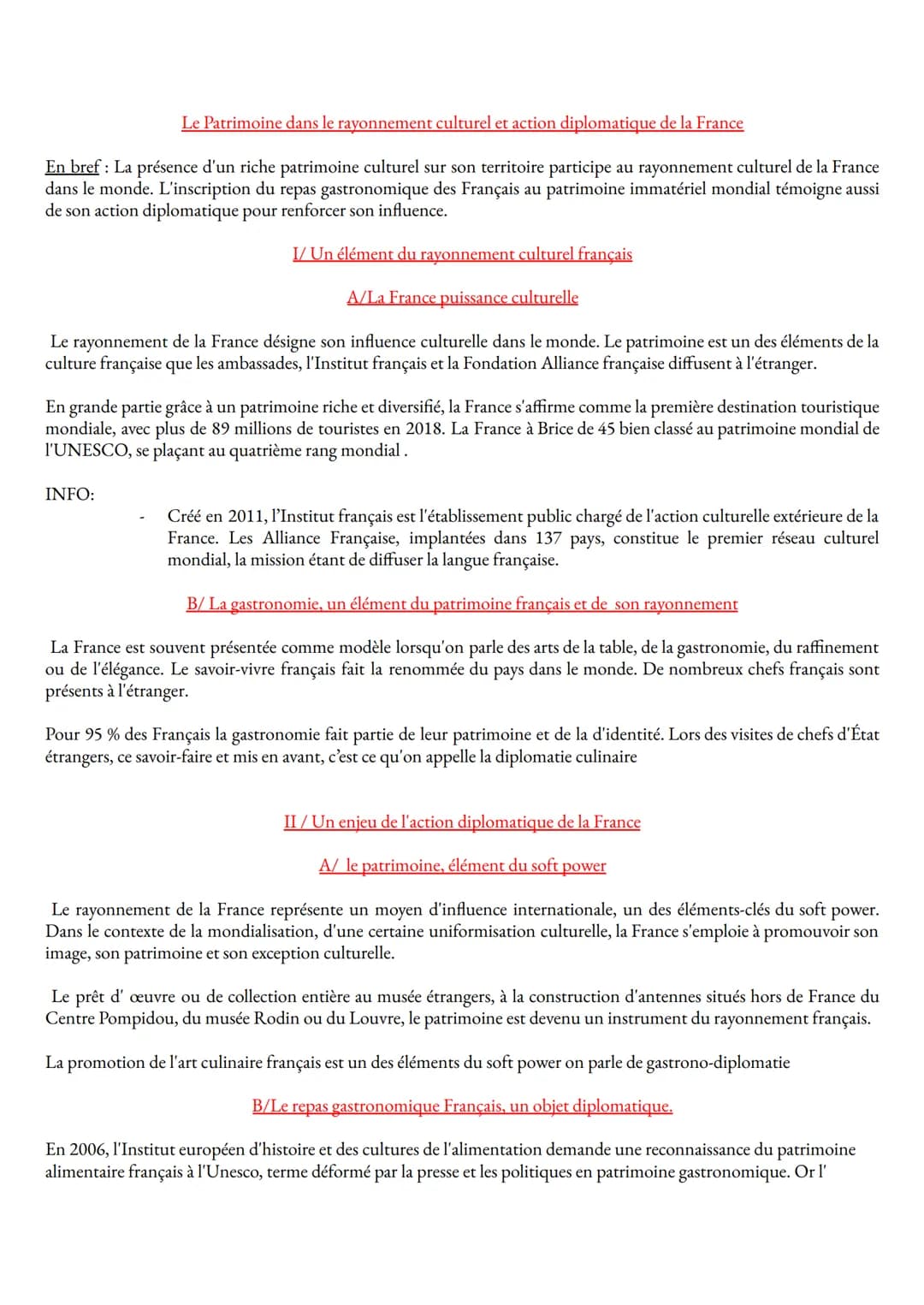 Le Patrimoine dans le rayonnement culturel et action diplomatique de la France
En bref : La présence d'un riche patrimoine culturel sur son 