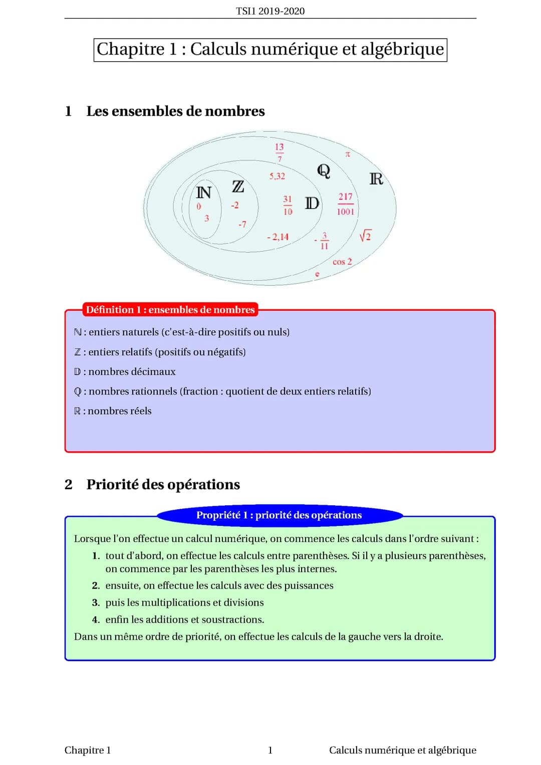 Calculs numériques et algébriques