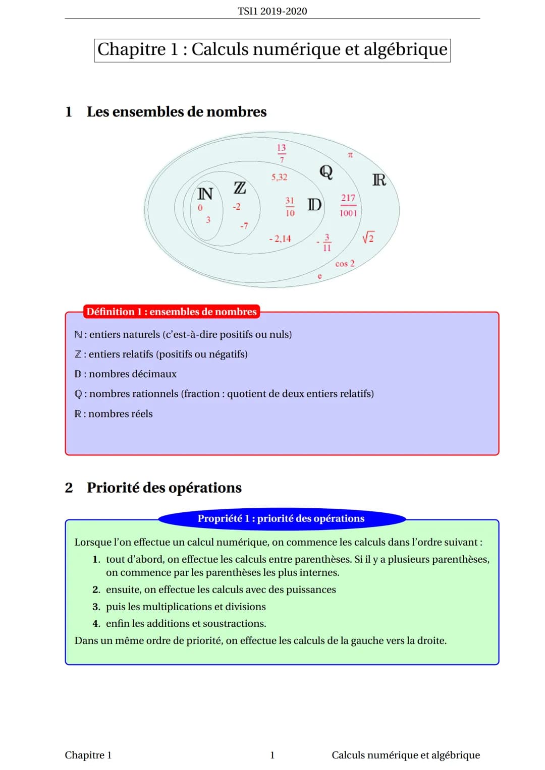--- OCR Start ---
TSI1 2019-2020
2. Les égalités suivantes (qui sont vraies) traduisent-elles une division euclidienne? Si oui,
laquelle ou 