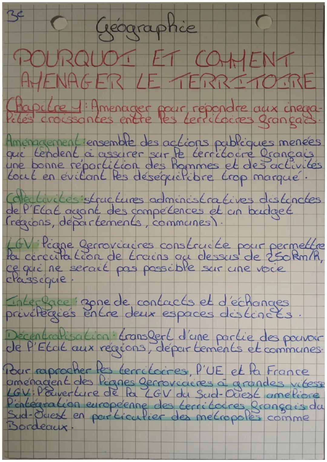34 Géographie

POURQUOI ET COMMENT
AMENAGER LE TERRITOIRE

Chapitre Amenager pour repondre aux cheva-
Pités
is menées
Amenagement ensemble d