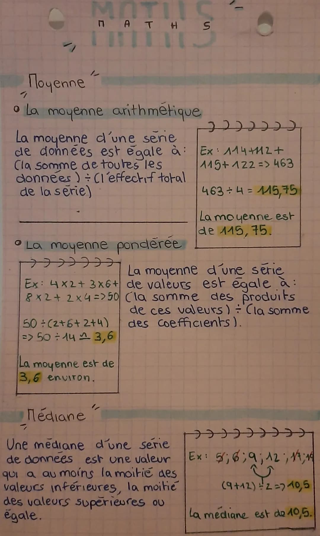 La moyenne, la médiane et l'étendue