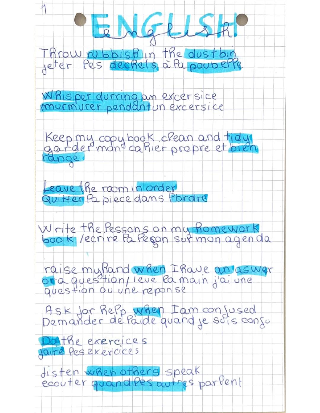 English clasroom 6ème - 5eme