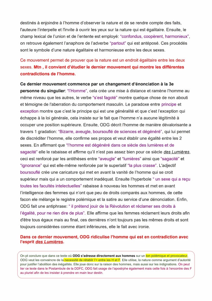 LL 1: Homme es-tu capable d'être juste?
Introduction: En 1871, ODG, femme de lettres à l'époque des Lumières publie un
pastiche de la DDHC q