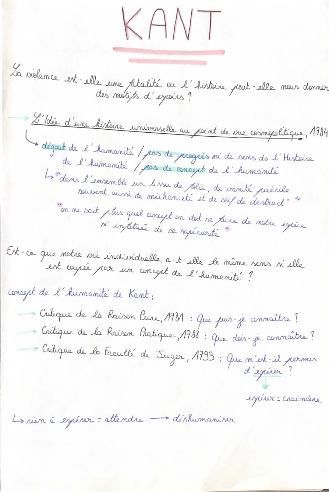 Philosophie de Kant Résumé - Histoire et Violence