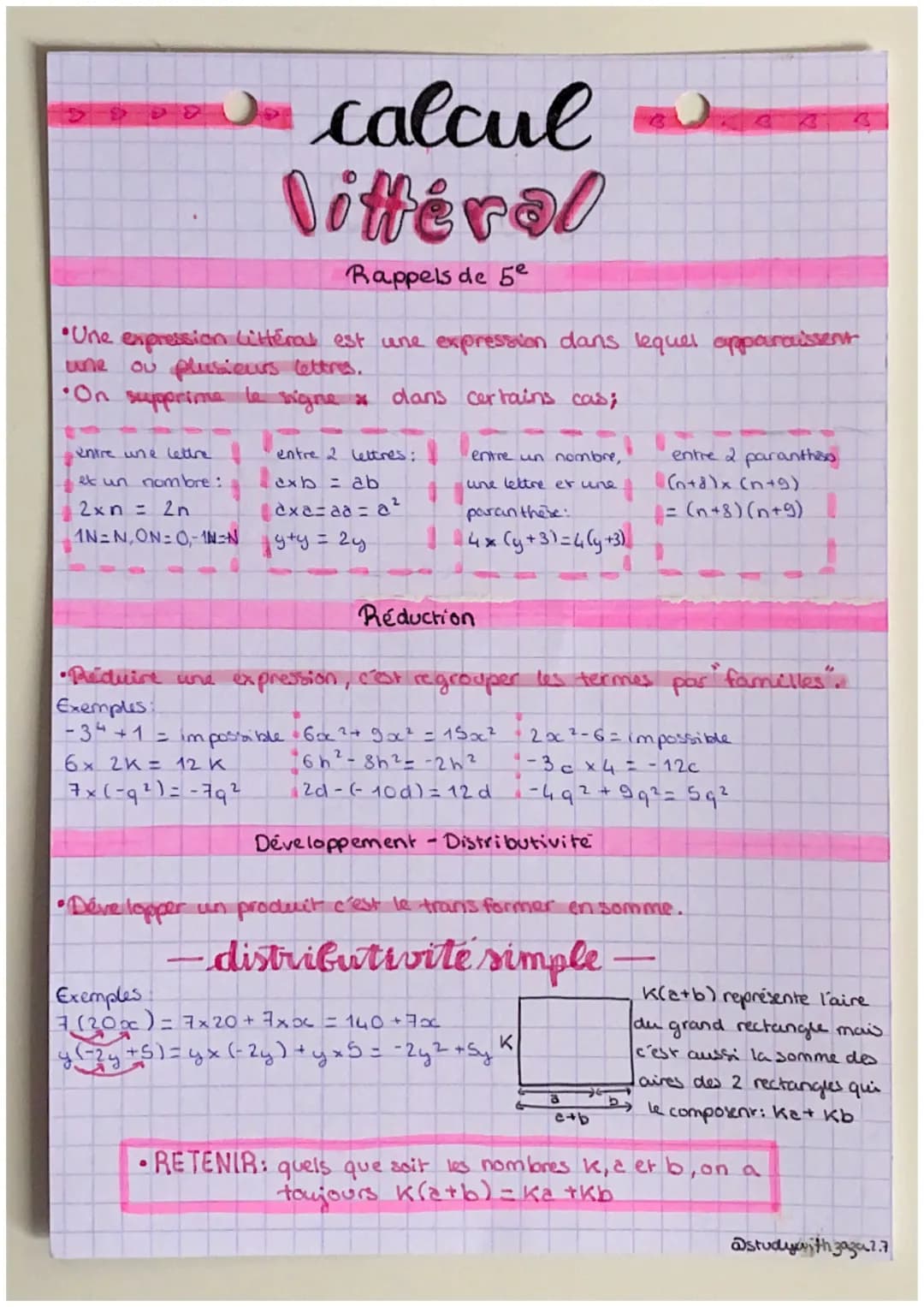 calcul
Vittéral
Rappels de 5e
•Une expression littéral est une expression dans lequel apparaissent
une ou plusieurs lettres.
•On supprime
si