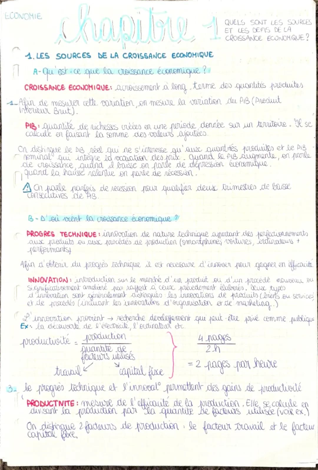 ECONOMIE
chapitre 1
1. LES SOURCES DE LA CROISSANCE ECONOMIQUE
QUELS SONT LES SOURCES
ET LES DEFIS DE LA
CROISSANCE ECONOMIQUE?
A-qu'est-ce 
