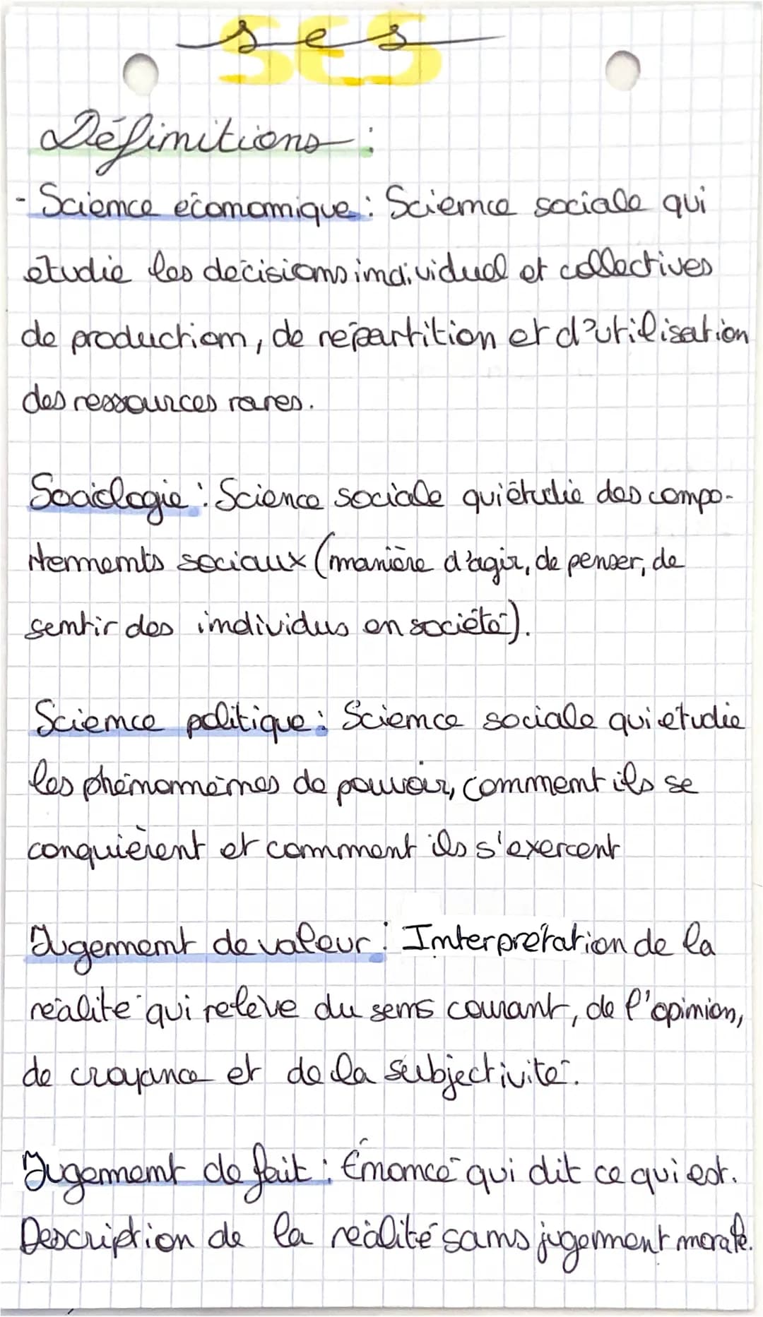 Définitions:
- Science économique : Science sociale qui
étudie les decisions individuel et collectives
de production, de repartition et d'ut