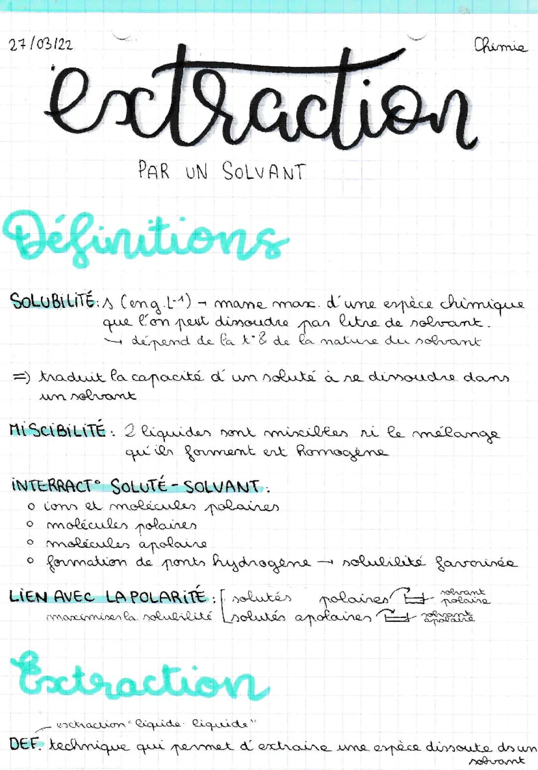 Extraction par Solvant PDF et Exercices Corrigés - Protocole Simple