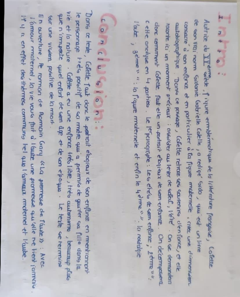 ^
explication linearre n° to
Explication linéaire n°10-Colette, Sido, Side (p 49-50)
unachore/les etes sont cu pluriel car cela que tous les