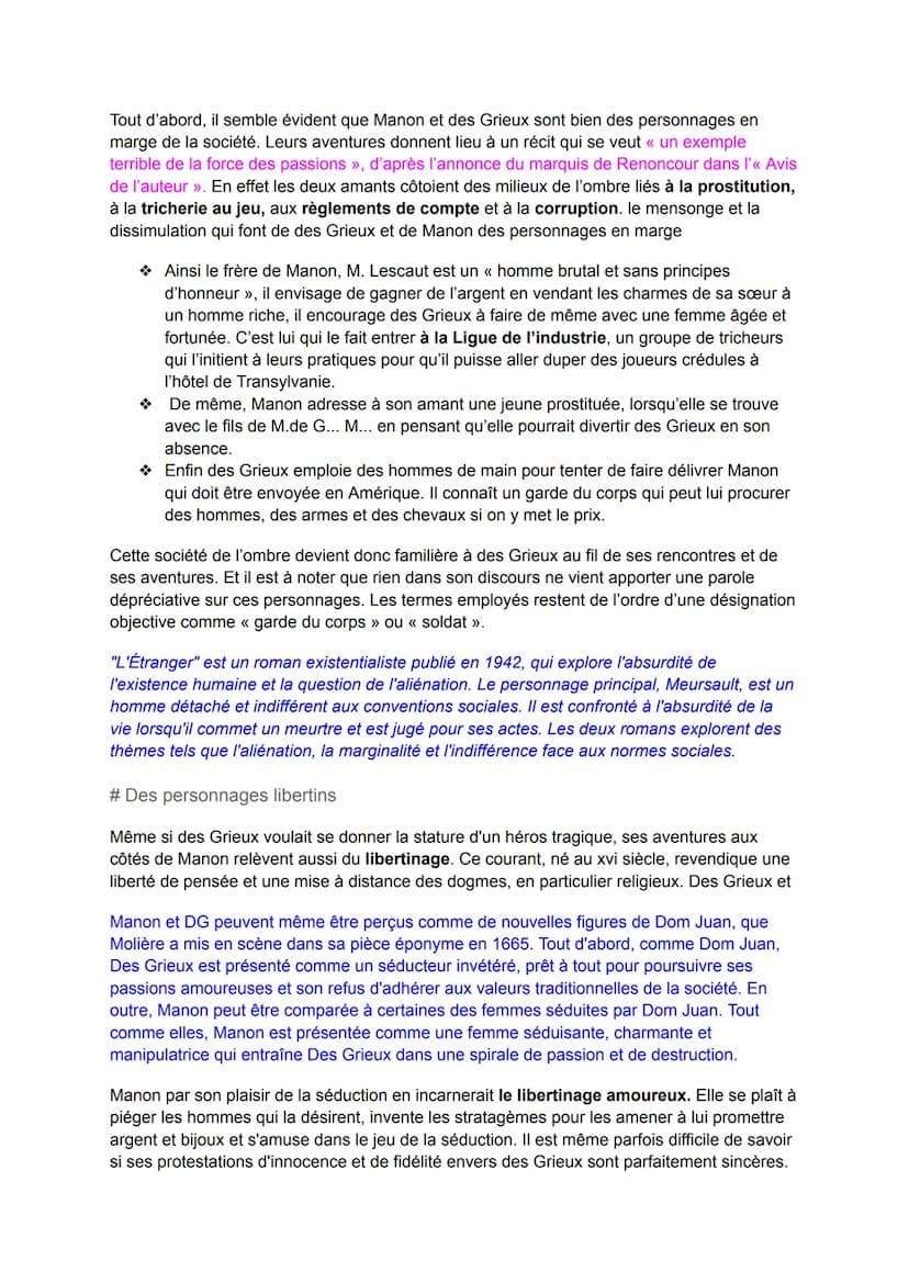 FICHE LECTURE MANON LESCAUT
INTRODUCTION
AMORCE
La fin du règne de Louis XVI (1643-1715) est caractérisée par un profond sentiment
de décade
