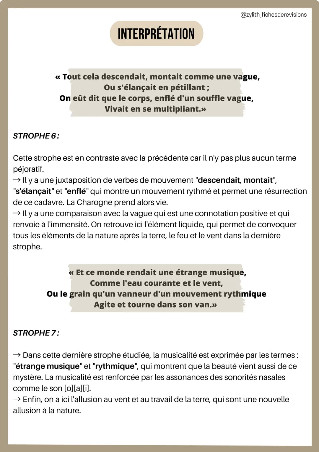 I
INTRODUCTION
Français
Analyse linéaire : Une Charogne
Charles Baudelaire
@zylith_fichesderevisions
L'AUTEUR: Charles Baudelaire était un c