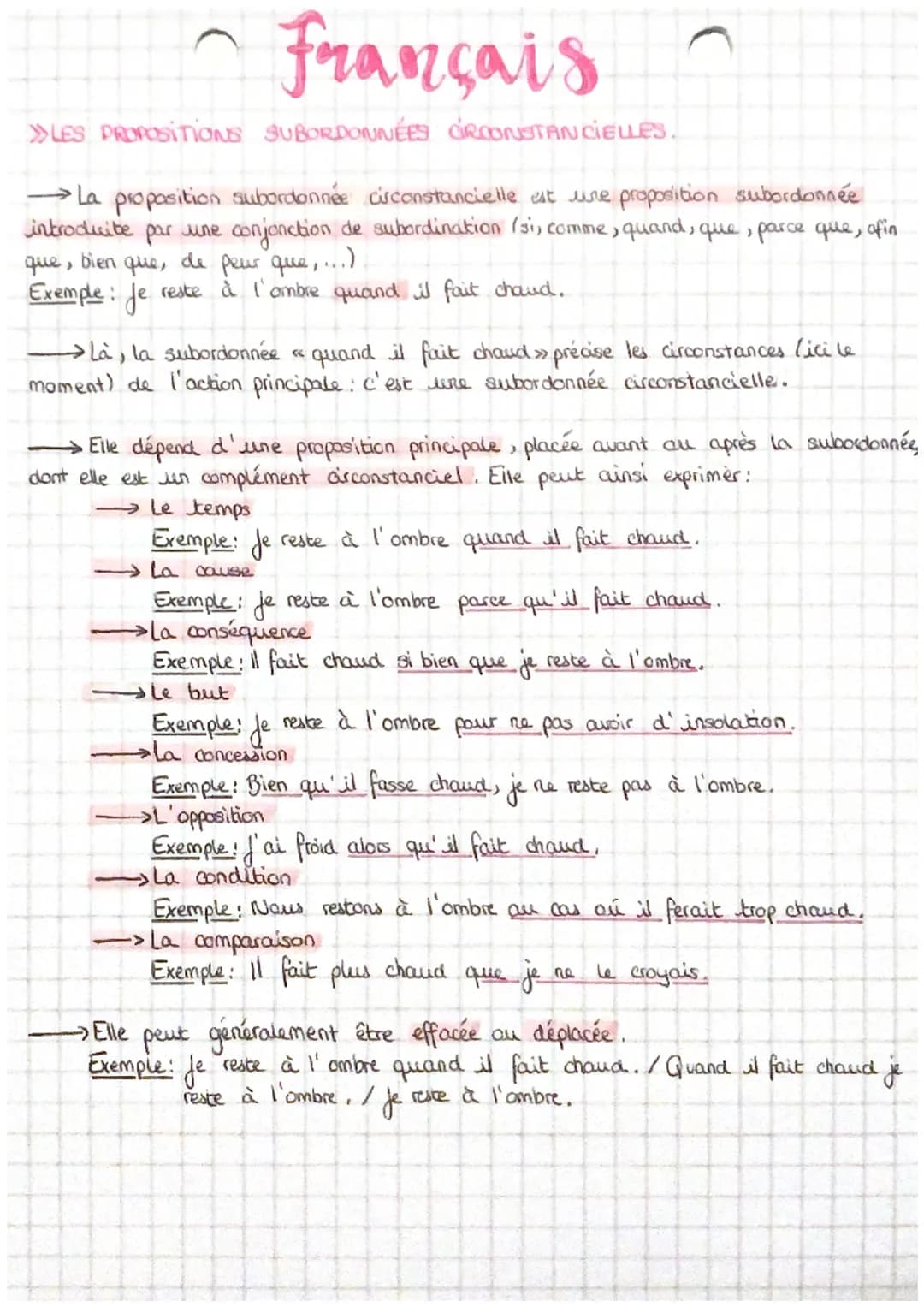 Français
>>LES PROPOSITIONS SUBORDONNÉES CIRCONSTANCIELLES.
→La proposition subordonnée circonstancielle est une proposition subordonnée
int