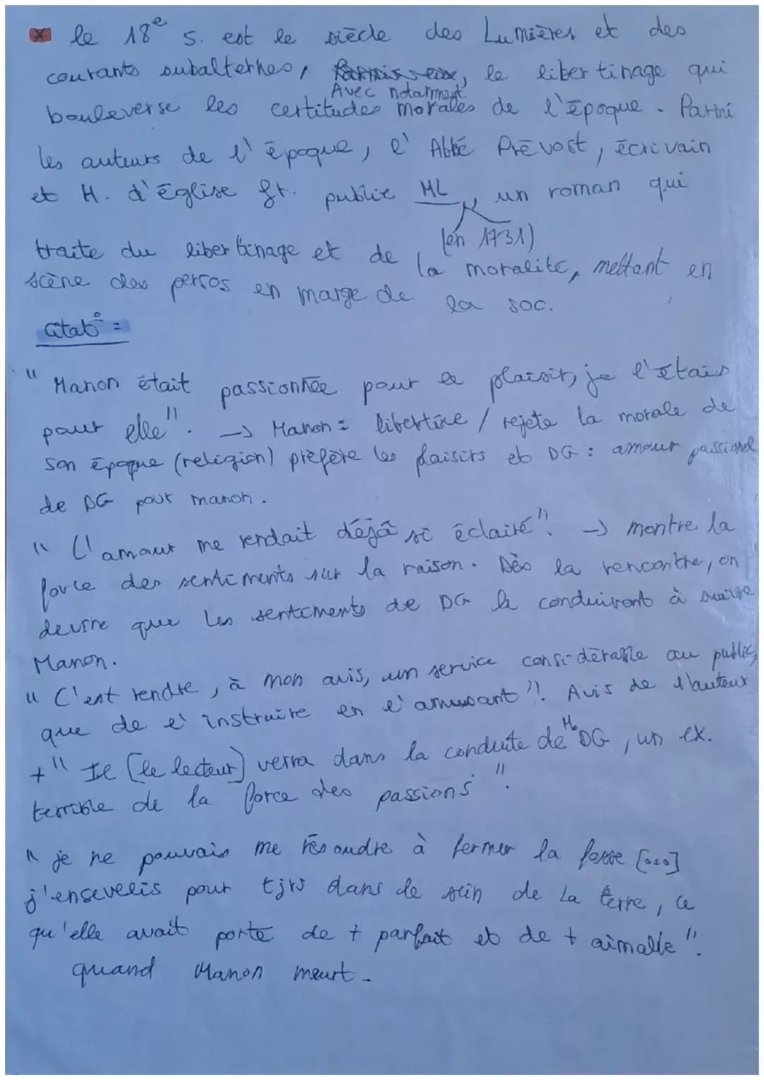 MANON LESCAUT
PARCOURS: personnages en marge, plaisirs du romanesque
ACCROCHES:
<< il existe un certain nombre d'œuvres littéraires dont le 