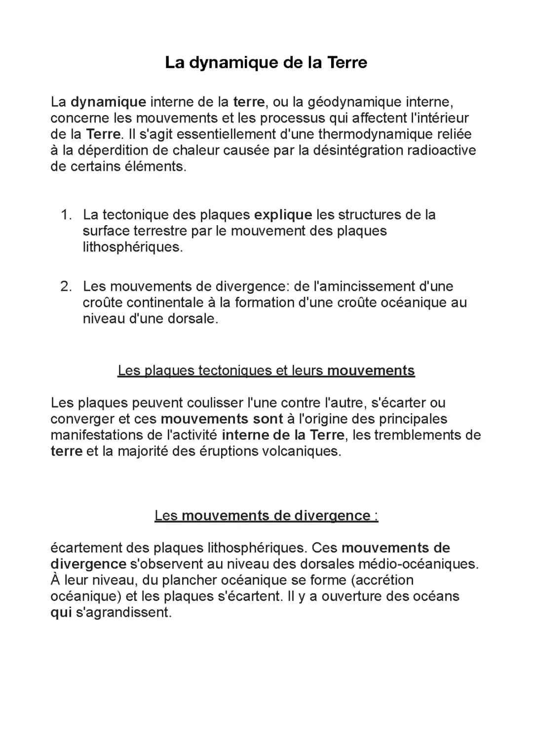 La Dynamique Interne et la Structure du Globe Terrestre - 1ère SVT PDF