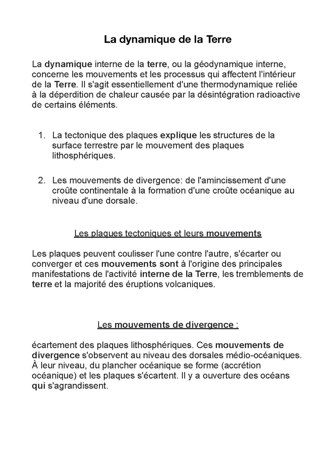 La Dynamique Interne et la Structure du Globe Terrestre - 1ère SVT PDF