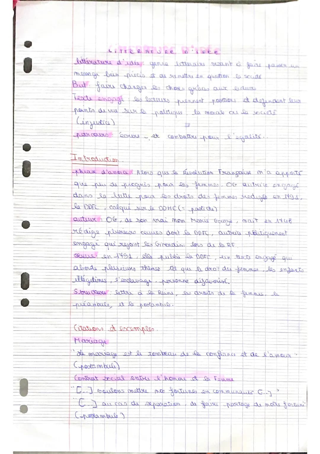 fiche Olympe de Gouges Littérature d’idée 