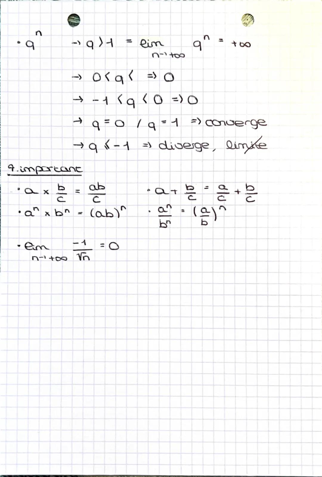 • LIMITES
4) opération limites
X
nnne ne
+8
48
n
10
+00
8
98
18
+8 18
18
+8
ne
18
too
2) formes indeterminées
,
8
+∞o
18
8 хо
3) theoreme de