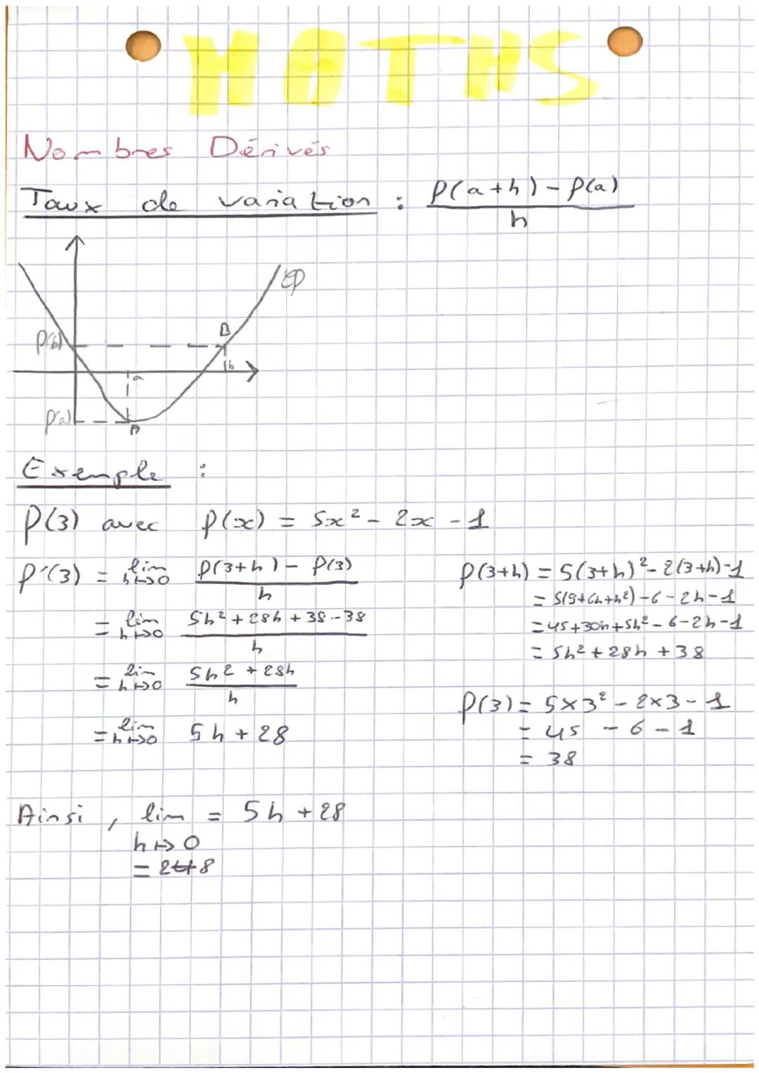 Nombres Dérivés

Taux de vanation: $\frac{P(a+h)-P(a)}{h}$

















































































