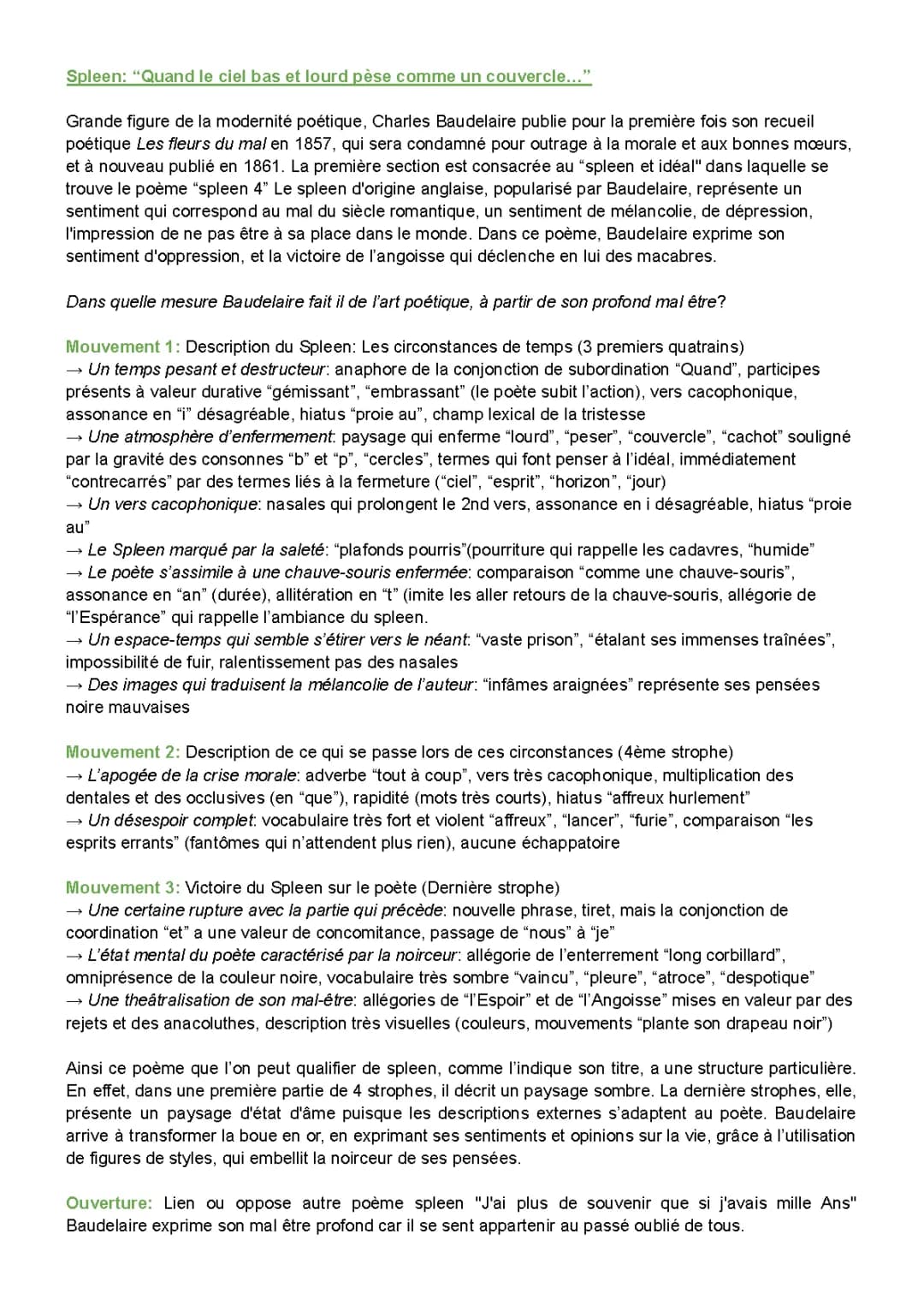 Analyse linéaire du poème 