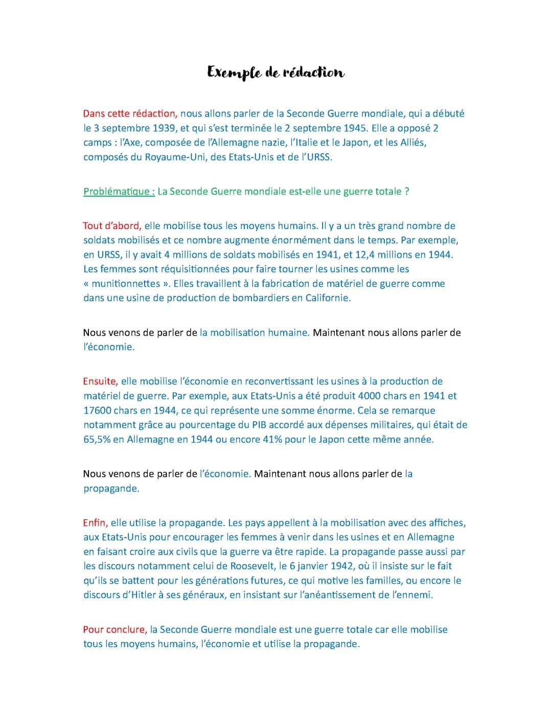 Exemple de rédaction sur : La Seconde Guerre mondiale est-elle une guerre totale?