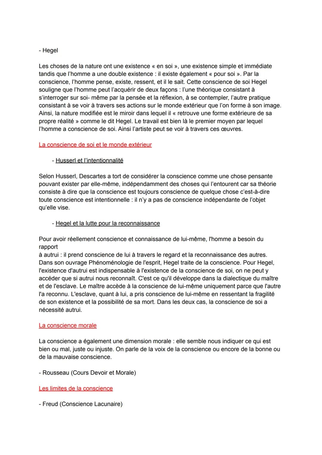 # CHAPITRE 1: LA CONSCIENCE

La conscience est un pouvoir de représentation permettant à l'homme d'avoir
connaissance des choses et de lui-m