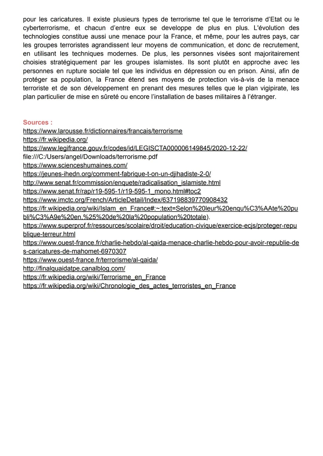 2nde Corail, 18/02/2021
Introduction :
Le terrorisme islamiste Le terrorisme se définit comme l'emploi de la terreur à des fins politiques, 