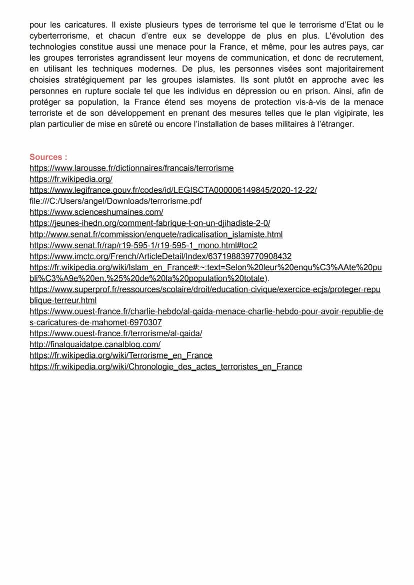 2nde Corail, 18/02/2021
Introduction :
Le terrorisme islamiste Le terrorisme se définit comme l'emploi de la terreur à des fins politiques, 