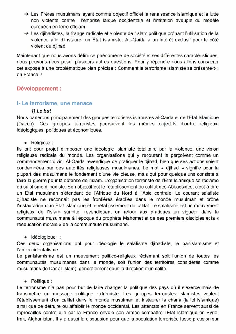 2nde Corail, 18/02/2021
Introduction :
Le terrorisme islamiste Le terrorisme se définit comme l'emploi de la terreur à des fins politiques, 