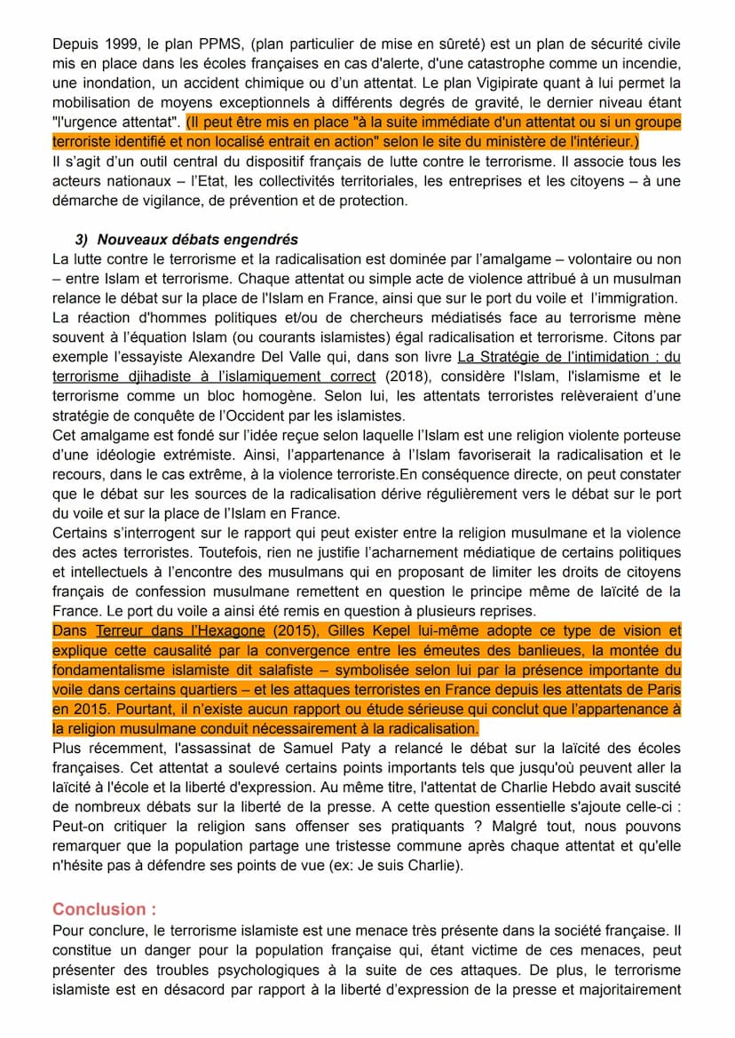 2nde Corail, 18/02/2021
Introduction :
Le terrorisme islamiste Le terrorisme se définit comme l'emploi de la terreur à des fins politiques, 