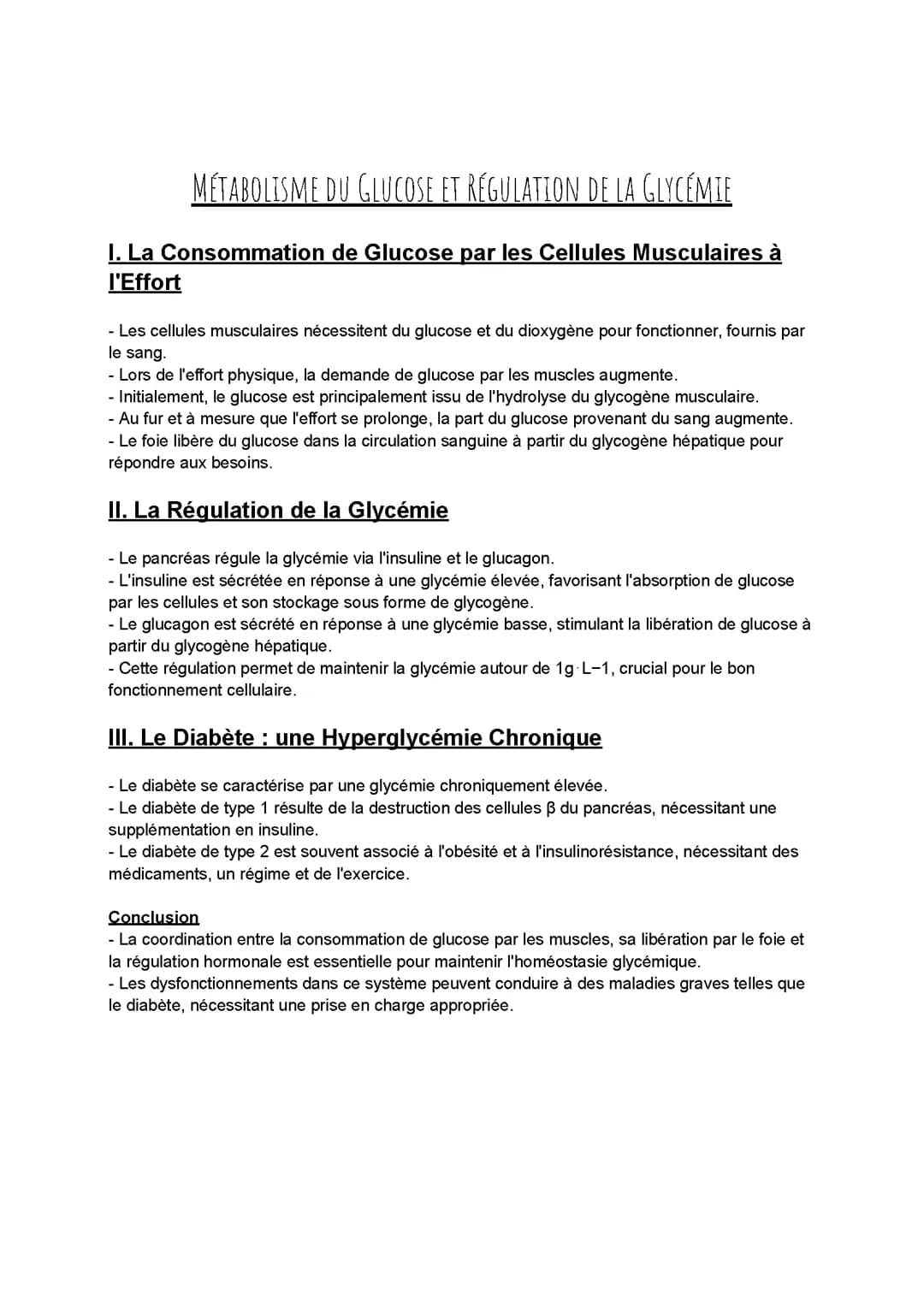 régulation de la glycémie - term Spé SVT