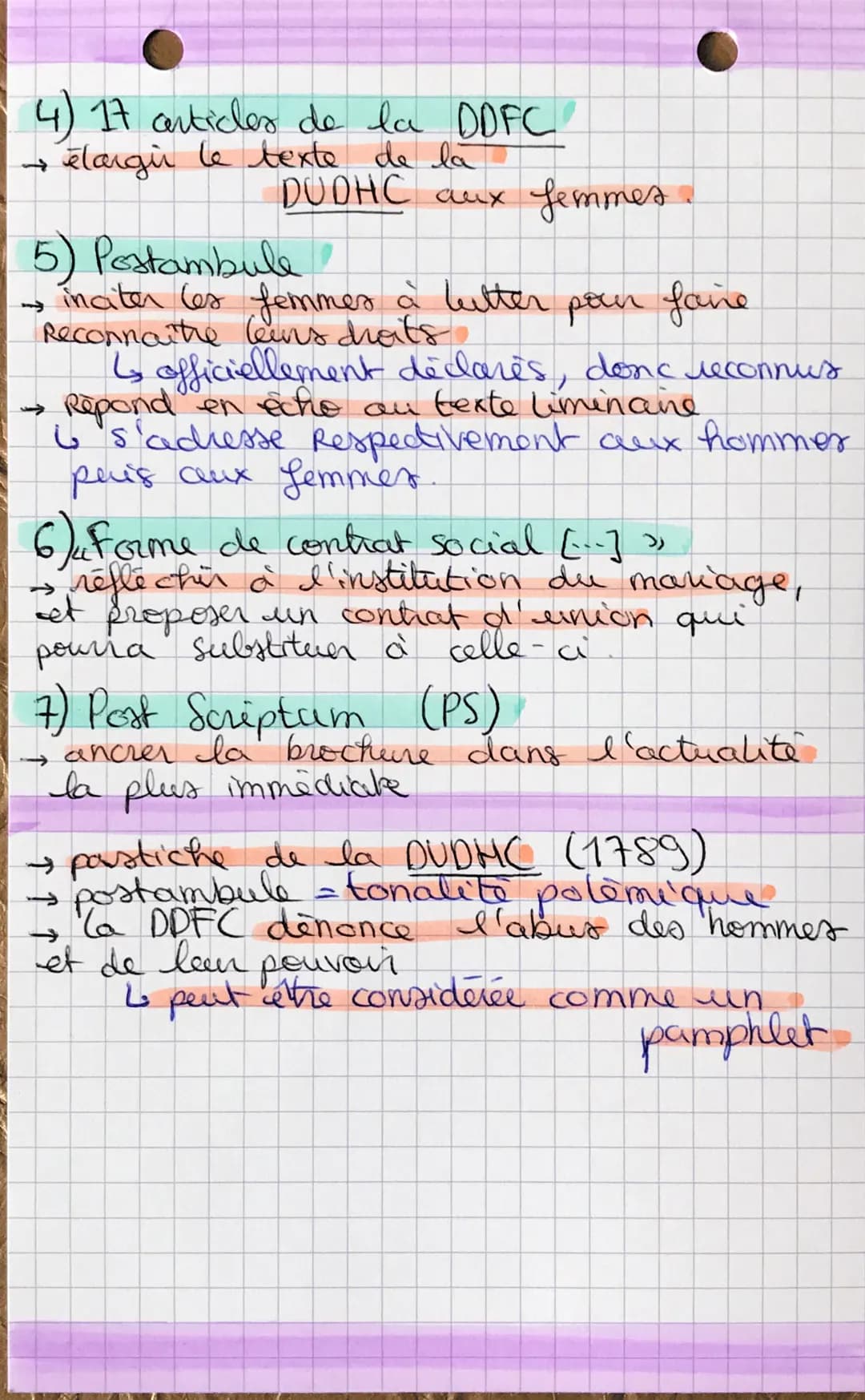 pour
OLYMPE DE GOUGES
autrice, drammaturge, philosophe, feministe
4 égalité hommes femmes
IL abolition de l'esclavage des Noirs
• a veceu du