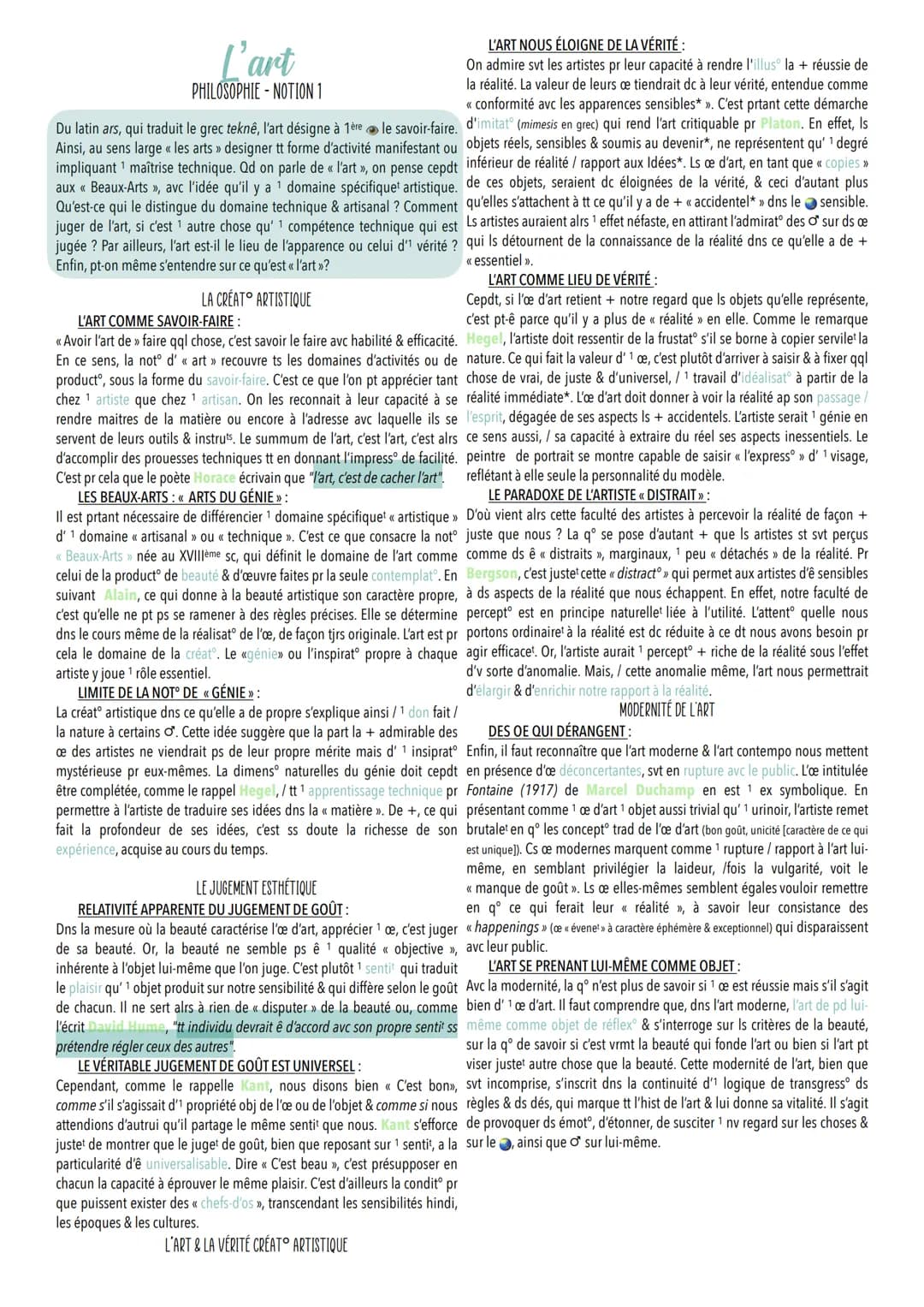 L'art
PHILOSOPHIE-NOTION 1
Du latin ars, qui traduit le grec teknê, l'art désigne à 1ère le savoir-faire.
Ainsi, au sens large << les arts »