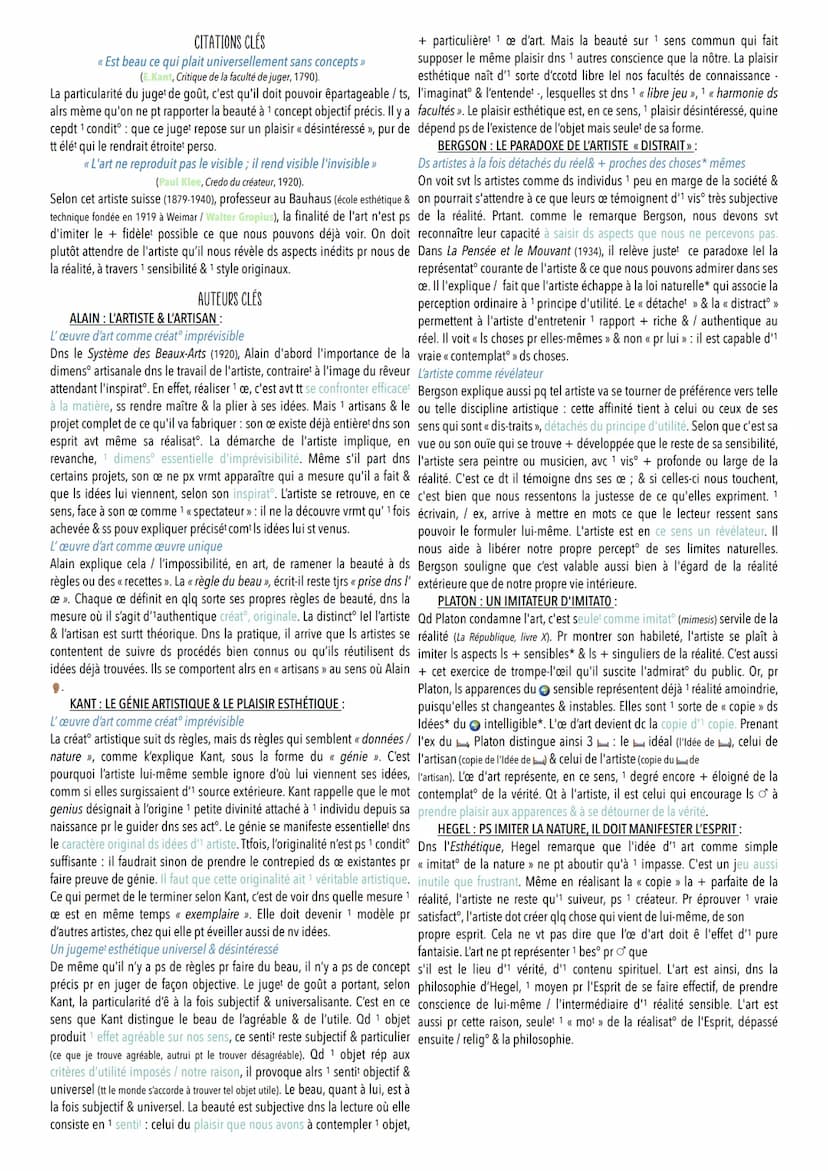 L'art
PHILOSOPHIE-NOTION 1
Du latin ars, qui traduit le grec teknê, l'art désigne à 1ère le savoir-faire.
Ainsi, au sens large << les arts »