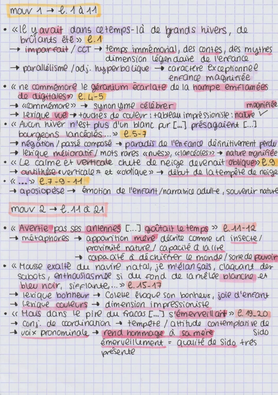 mouv 1
l. 1 à 11
En quoi ce texte permet-il de célébrer l'enfance et la figure maternelle ?
tableau
impresioniste
début du
Souvenir.
Sido= i